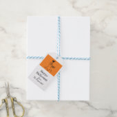 Spookkat Oranje Wit Halloween Cadeaulabel (Met Touw)