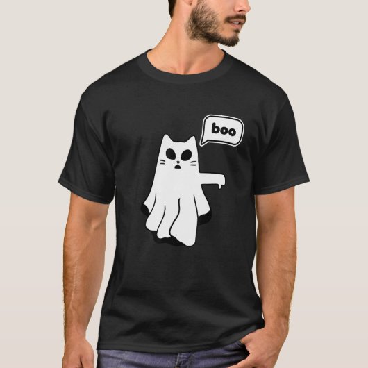 Spookkat van Afkeuring Boe Duimen Omlaag T-shirt (Voorkant)