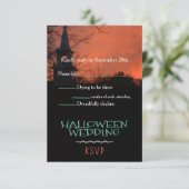 Spookkerk Halloween Huwelijk RSVP Kaart (Staand voorkant)