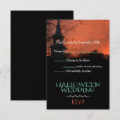 Spookkerk Halloween Huwelijk RSVP Kaart (Voorkant / Achterkant)