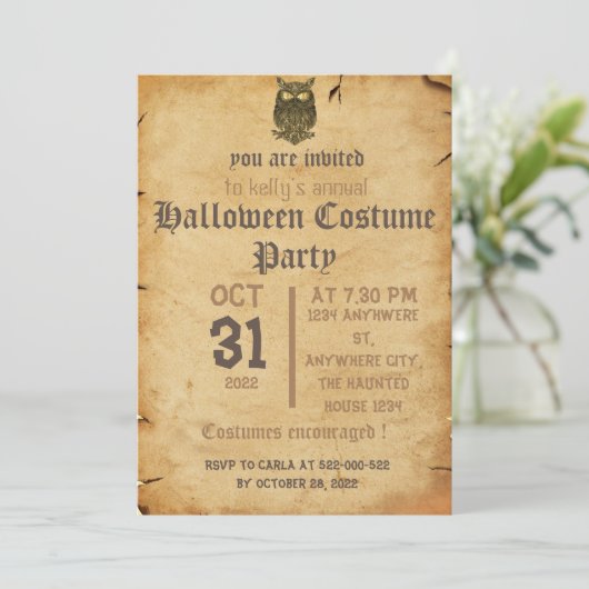  spookkige gothic, halloween party-uitnodiging kaart (Staand voorkant)