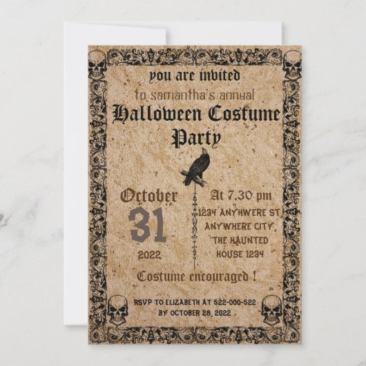  spookkige gothic, halloween party-uitnodiging kaart (Voorkant)