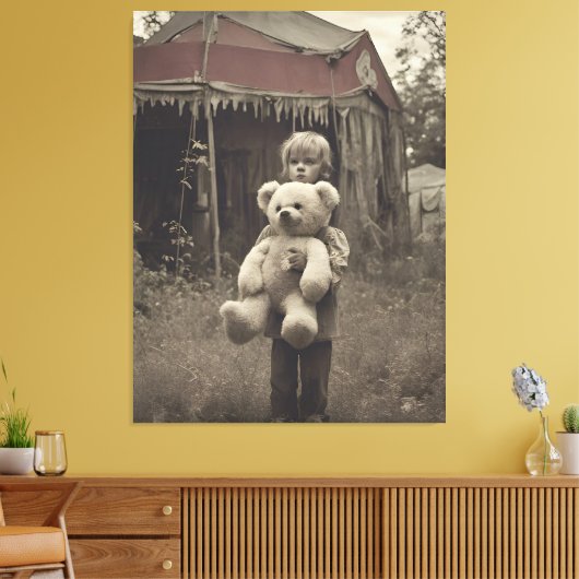 Spookkind in de verlaten  circustent canvas afdruk (Insitu (Woonkamer))