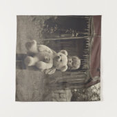 Spookkind in de verlaten  circustent wandkleed (Voorkant (horizontaal))