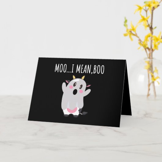 Spookkoe Moo Ik Bedoel Boe Halloween Cadeau Kaart (Gele Bloem)