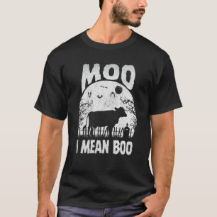 Spookkoe Moo Ik bedoel Boe Pompoen Maan Halloween T-shirt