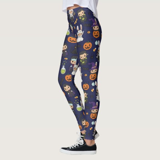 Spooklet Halloween Ghost Pumpkin Print Leggings (Links)