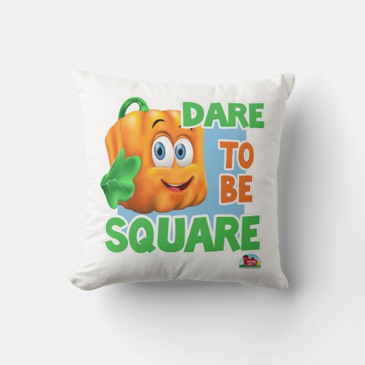 Spookley de Vierkante Pompoen | DURF VIERKANT TE Z Kussen (Voorkant)