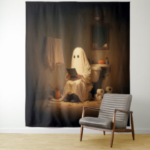 Spooklezing in het achterkamertje wandkleed