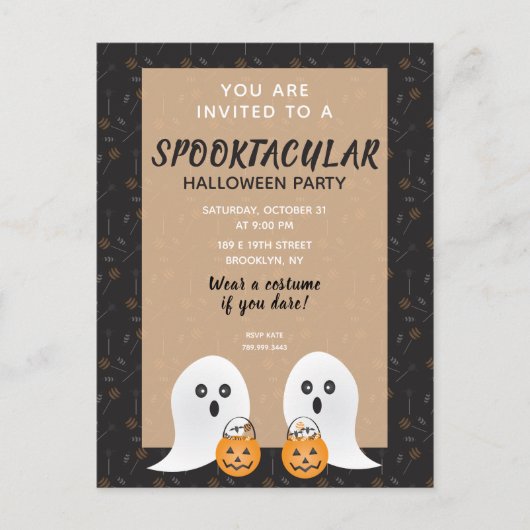 Spookltacular Halloween Party Ghost Trick or treat Uitnodiging Briefkaart (Voorkant)