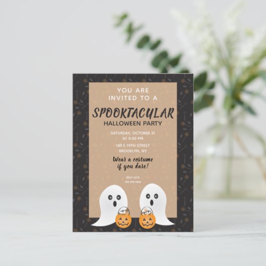 Spookltacular Halloween Party Ghost Trick or treat Uitnodiging Briefkaart (Staand voorkant)