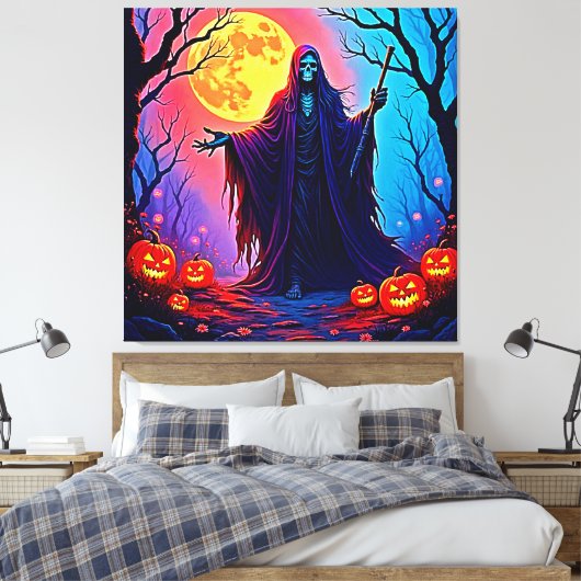Spookmaan Doodskreet Ontwerp Canvas Afdruk (Insitu (Slaapkamer))
