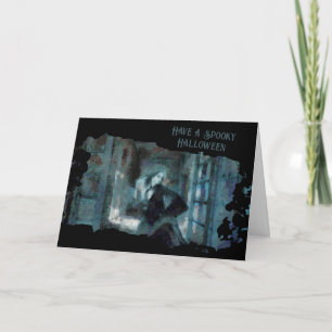 Spookmeisje in het Blauw – Hypnotiserende Surreali Kaart