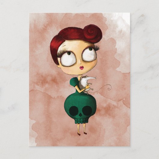 Spookmeisje met Opossum Briefkaart (Voorkant)