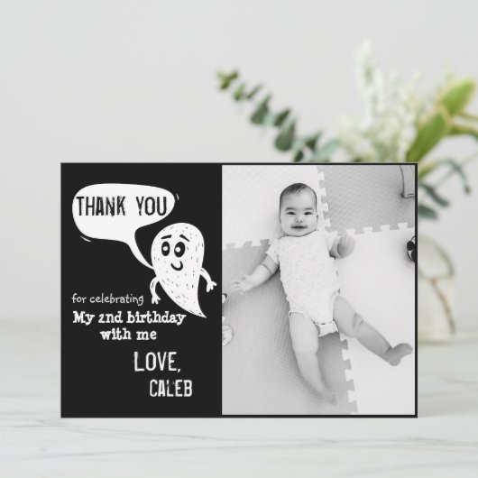 Spookmonster bedankkaart met foto (Staand voorkant)