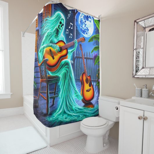 spookmuzikant douchegordijn (In situ)