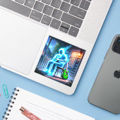 spookmuzikant sticker (Laptop met iPhone)