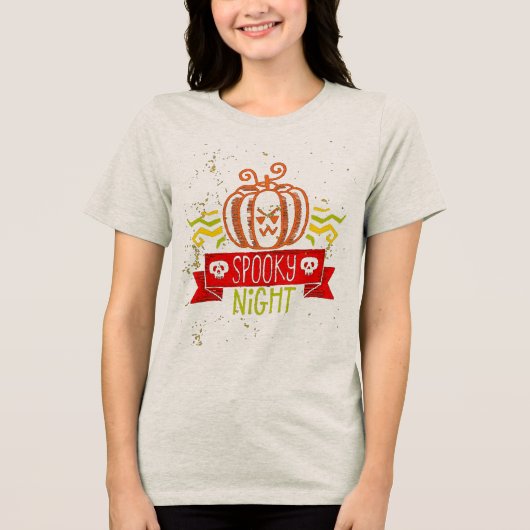 spooknacht Tri-Blend shirt (Voorkant)