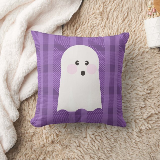 Spookpaarse geruite Halloween kussenhoes Kussen (Deken)