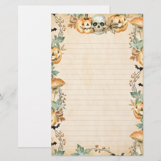 Spookpaddenstoelen en pompoen patch gevoerd briefpapier (Voorkant / Achterkant)