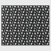 Spookpatroon op zwart Schattige speels Halloween Cadeaupapier (Vlak)