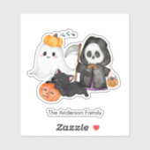 Spookpompoen Grim Reaper Schattige Zwarte Kat Hall Sticker (Vel)
