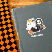 Spookpompoen Grim Reaper Schattige Zwarte Kat Hall Sticker