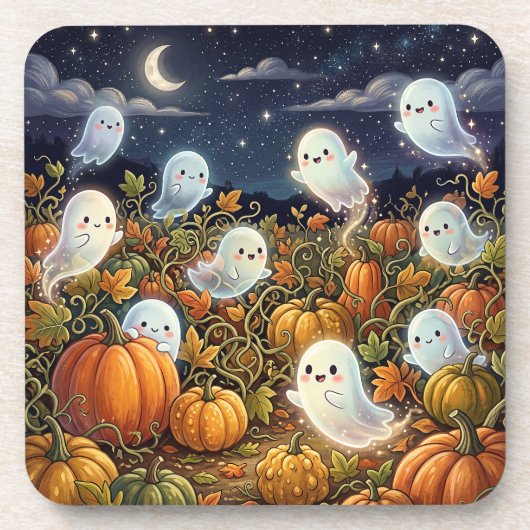 Spookpompoenveld Bier Onderzetter (Voorkant)
