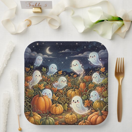Spookpompoenveld Papieren Bordje (Huwelijk)