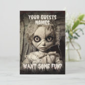 spookpop griezelig volwassen halloween party kaart (Staand voorkant)