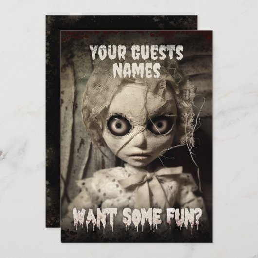 spookpop griezelig volwassen halloween party kaart (Voorkant / Achterkant)