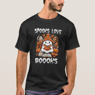 Spooks Love Boeken Schattigee Ghost Reading Boek H T-shirt