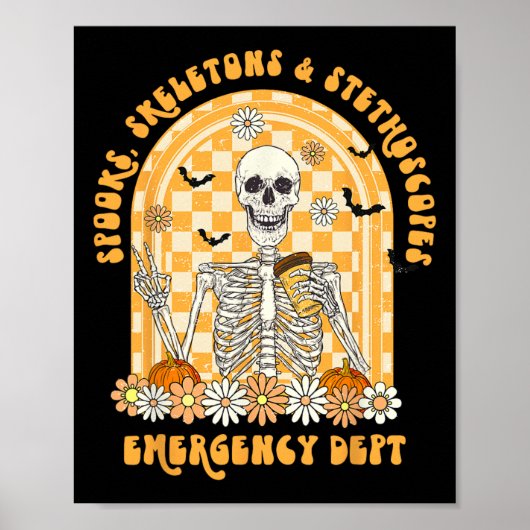 Spooks Skeletons en Stethoscoop Emergency Dept ER Poster (Voorkant)