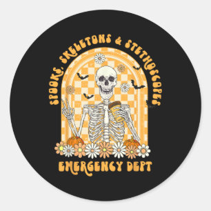 Spooks Skeletons en Stethoscoop Emergency Dept ER Ronde Sticker