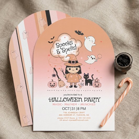 Spooks & Spells Halloween-feest boog streep ID1325 Kaart