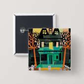 Spooks van het gehakte huis vierkante button 5,1 cm (Voorkant /achterkant)