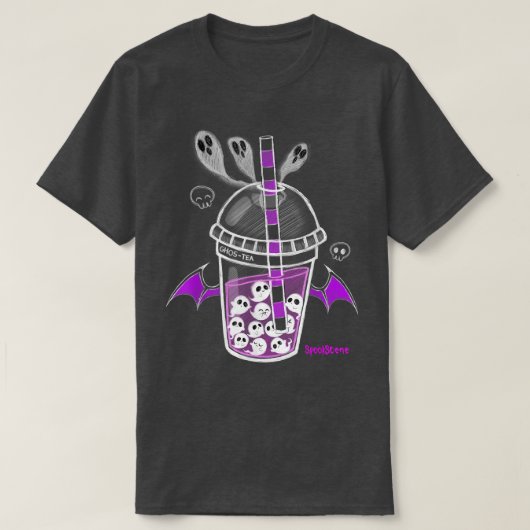 Spookscene Ghos-Tea Spooky Boba Emo Gothic Alt Pur T-shirt (Design voorkant)