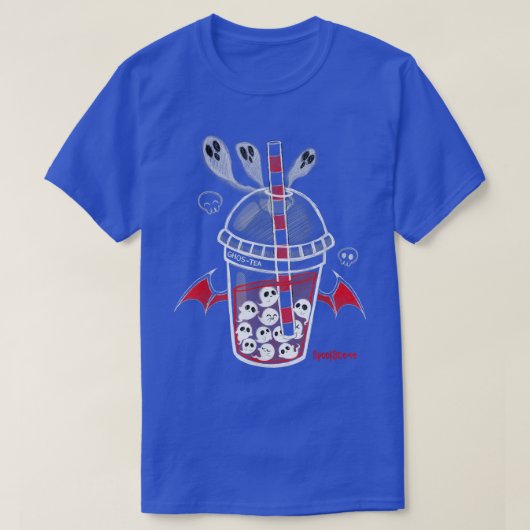 Spookscene Ghos-Tea Spooky Boba Emo Gothic Alt Red T-shirt (Design voorkant)