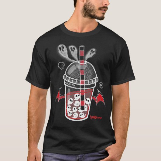 Spookscene GhosTea Spooky Boba Emo Gothic Alt Red T-shirt (Voorkant)