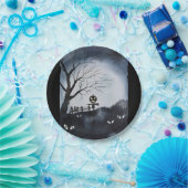 Spookscène met enge pompoenkop papieren bordje (Feest)