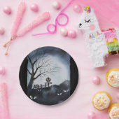 Spookscène met enge pompoenkop papieren bordje (Feest)