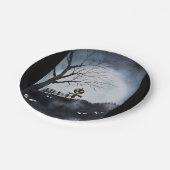 Spookscène met enge pompoenkop papieren bordje (Gekanteld)