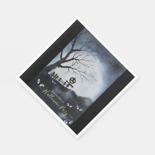 Spookscène met enge pompoenkop servet (Hoek)