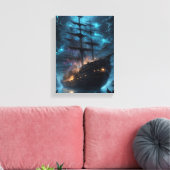 Spookschip bij Night Fantasy Canvas Afdruk (Insitu (Woonkamer))