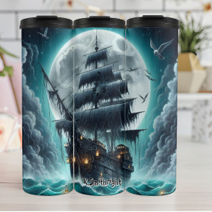 Spookschip in maanverlichte wolken thermosbeker