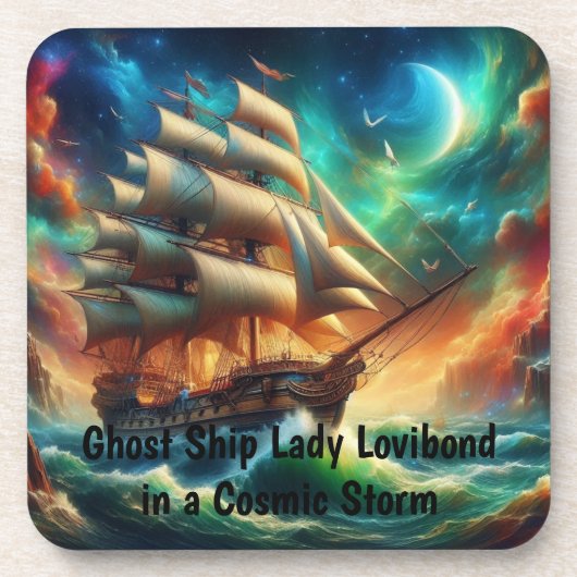 Spookschip Lady Lovibond in een kosmisch Storm Bier Onderzetter (Voorkant)