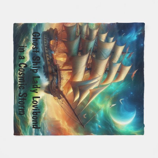 Spookschip Lady Lovibond in een kosmisch Storm Fleece Deken (Voorkant (Horizontaal))