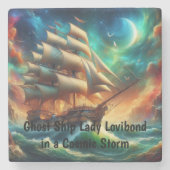 Spookschip Lady Lovibond in een kosmisch Storm Stenen Onderzetter (Voorkant)