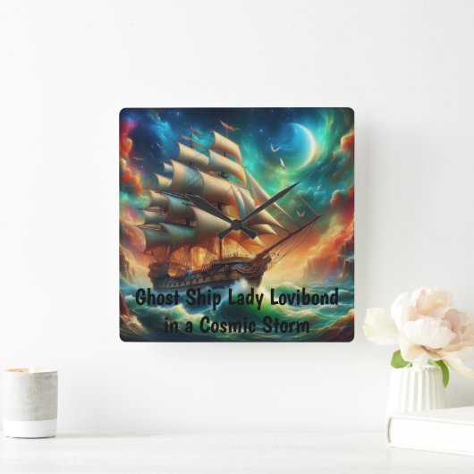 Spookschip Lady Lovibond in een kosmisch Storm Vierkante Klok (Huis)