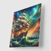 Spookschip Lady Lovibond in een kosmisch Storm Vierkante Klok (Hoek)